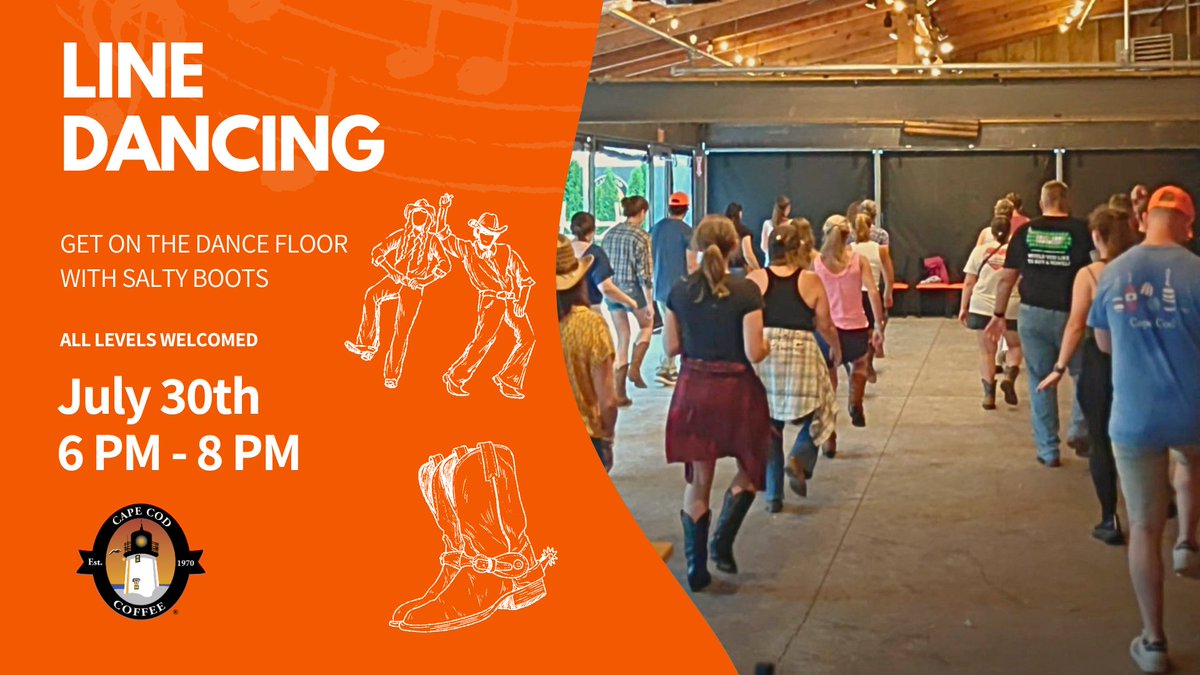 CapeCodRoasters's tweet photo. Tomorrow night at our 10 Evergreen Circle location!  #mashpee #linedancing #capecod https://t.co/wZyDWCii0e