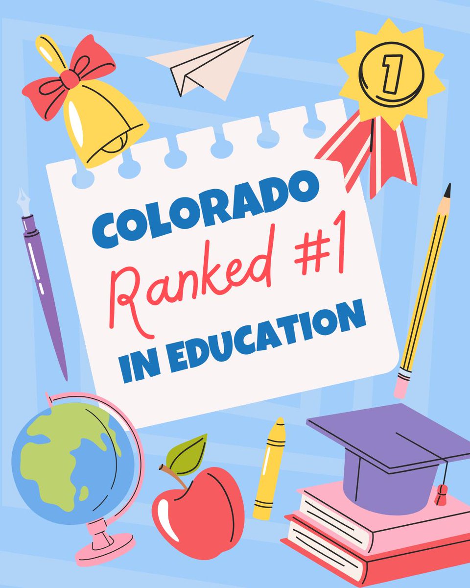 McCluskieforCO's tweet photo. I'm deeply proud that Colorado has been ranked #1 in Education by U.S. News and World Report. Swipe ➡️ to read my full statement on this meaningful recognition.

@USNewsand_World 
#coleg #copolitics #lovewhereyoulive https://t.co/0Ap3TdiO1P