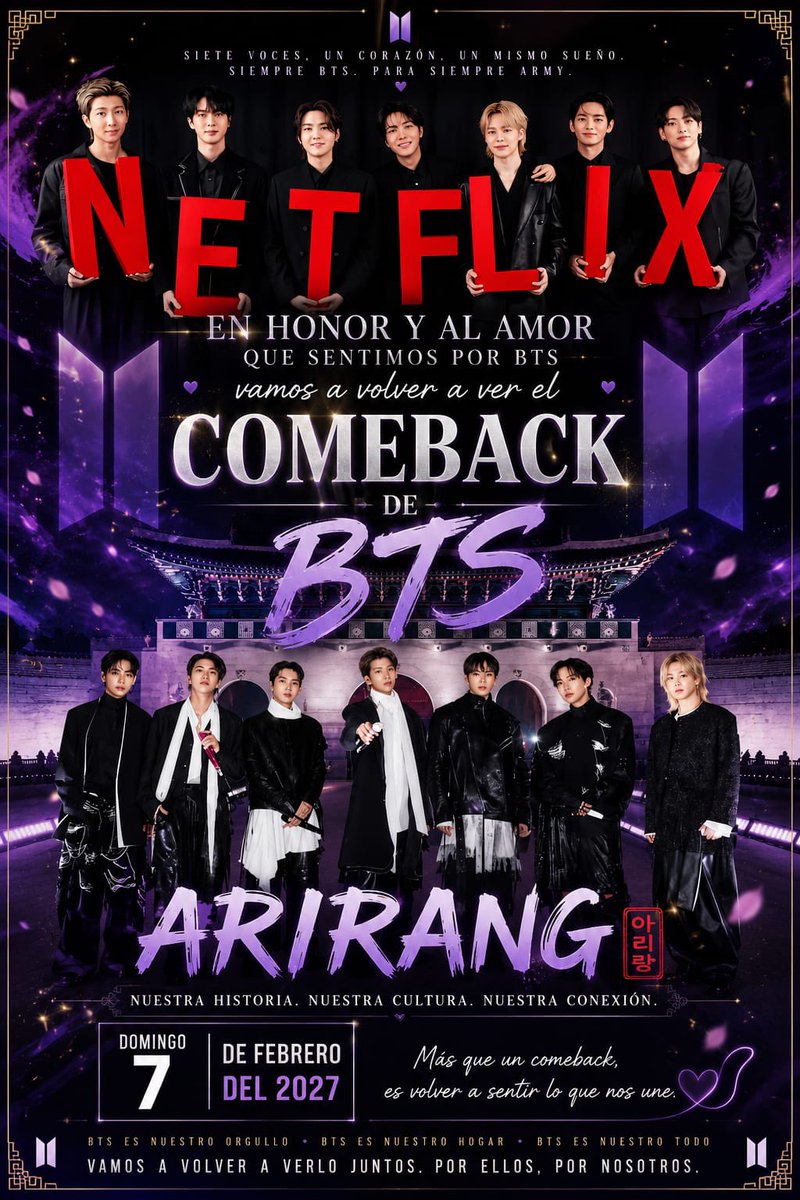 stone_graphic's tweet photo. ‼️EL 7 DE FEBRERO ARMY VERA EL COMEBACK DE BTS EN NETFLIX EN VEZ DE LOS GRAMMY‼️ Compártanlo para que todo el fandom lo sepa! #NOalaxenofobia 

@102030_Malakyon @lichi8 @RomyCantero1994 https://t.co/JvA9GjZG41