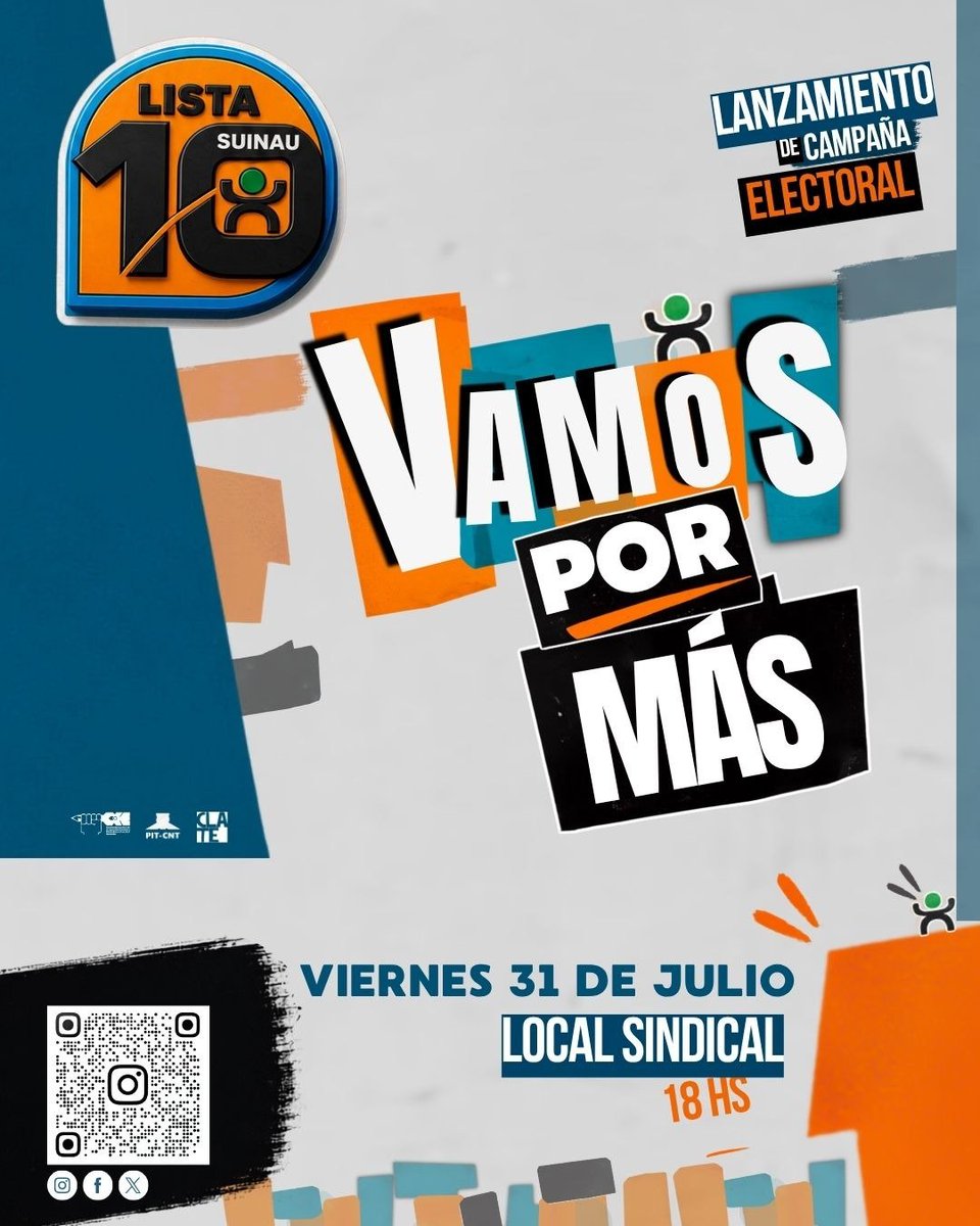 10_lista's tweet photo. Viernes 31/7, 18 hs realizaremos el lanzamiento de LA LISTA 10 DEL SUINAU, en una actividad donde hablarán los principales  referentes del Sindicato y participarán compañeros y compañeras de INAU y de INISA de todo el País.

¡Para seguir marcando la diferencia!
#VamosPorMas https://t.co/bZIEnSbFqR