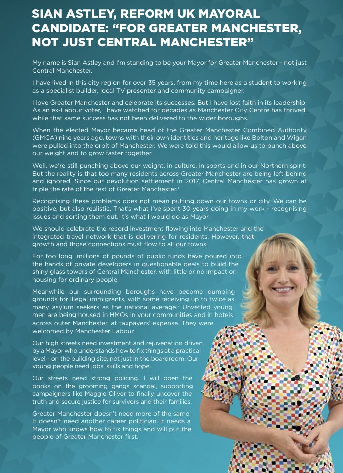 ChrisWrightson6's tweet photo. Huge reasons to vote on Thursday 30th June for @SianReform to become Mayor of Manchester https://t.co/HKUrBFDlKF