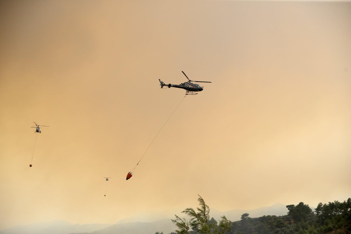 AFADBaskanlik's tweet photo. 29.07.2026 tarihinde Antalya, Çanakkale, Manisa, Bursa, Muğla, Balıkesir, İzmir, Kütahya ve Aydın İllerimizde orman yangını meydana gelmiştir.

An itibarıyla Çanakkale(Ayvacık, Merkez),
Antalya(Kumluca, Kaş, Alanya), Manisa(Alaşehir), Bursa(Gemlik), Kütahya(Domaniç), Balıkesir(Edremit,
Gömeç) ve Muğla(Seydikemer)’deki orman yangınlarıyla mücadele çalışmaları, Ulusal Orman Yangınları Müdahale Planı kapsamında Orman Teşkilatımız başta olmak üzere, Türkiye Afet Müdahale Planı (TAMP) kapsamındaki ilgili tüm kurum ve kuruluşlarımızın araç ve personeliyle yoğun ve aralıksız bir şekilde sürdürülmektedir.

Bahse konu orman yangınlarıyla ile mücadele çalışmaları kapsamında;
👥 3.514 personel
🛫 23 uçak
🚁 54 helikopter
🚒 1.035 kara aracı görev yapmaktadır.

AFAD Başkanlığımız ilgili bütün birimleri ve ekipleriyle süreci yakından takip etmekte, Türkiye Afet Müdahale Planı (TAMP) ve Ulusal Orman Yangınları Müdahale Planı kapsamında Orman Genel Müdürlüğü ile koordinasyon halinde gerekli iş ve işlemleri yerine getirmekte; ilgili kurum ve kuruluşların koordinasyonunu sağlamaktadır.

Orman yangınlarına müdahale çalışmalarını yerinde takip etmek ve koordinasyona destek sağlamak üzere orman yangının meydana geldiği illerimize, AFAD Afetlere Müdahale Genel Müdürü Dr. Sadi Ergin ve Daire Başkanları görevlendirilmiştir.

Yeşil vatanımızı korumak için mücadele eden ormanın kahramanlarına ve destek veren tüm kurumlarımıza kolaylıklar diliyor, yangından etkilenen vatandaşlarımıza geçmiş olsun dileklerimizi sunuyoruz.

#AFAD 🇹🇷