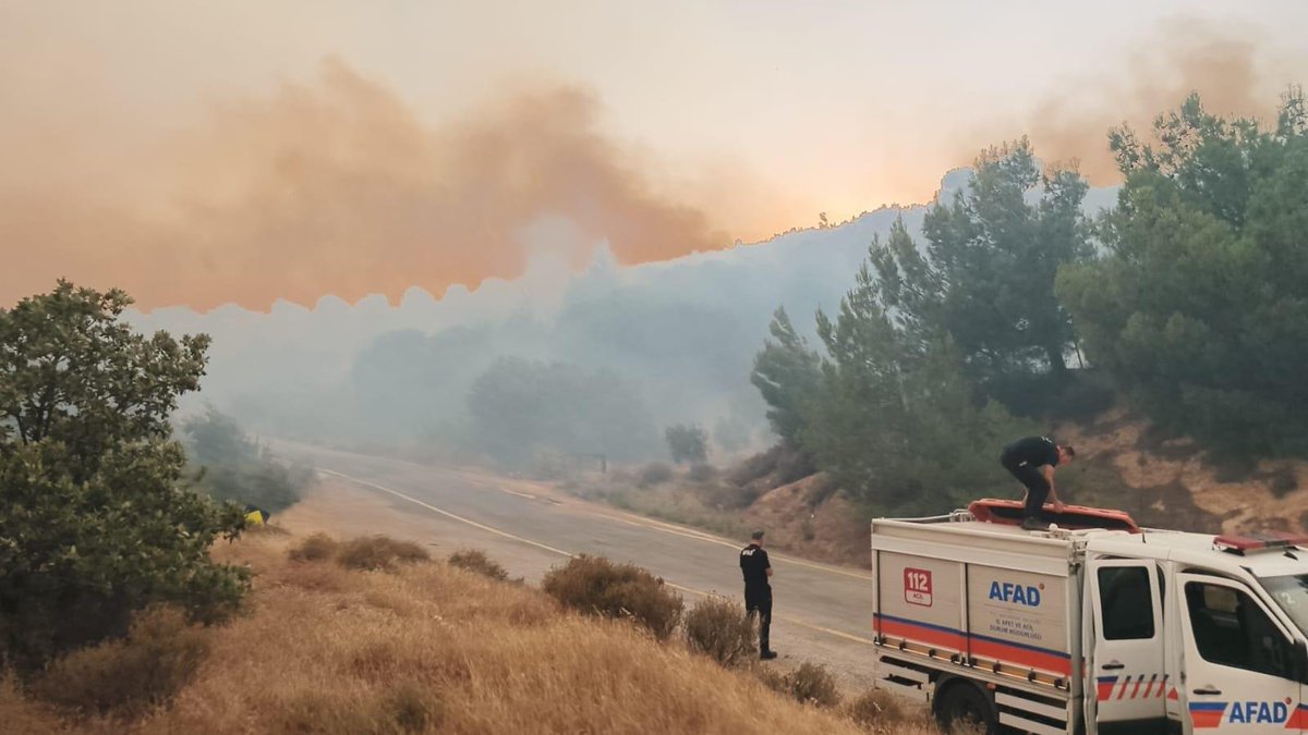 AFADBaskanlik's tweet photo. 29.07.2026 tarihinde Antalya, Çanakkale, Manisa, Bursa, Muğla, Balıkesir, İzmir, Kütahya ve Aydın İllerimizde orman yangını meydana gelmiştir.

An itibarıyla Çanakkale(Ayvacık, Merkez),
Antalya(Kumluca, Kaş, Alanya), Manisa(Alaşehir), Bursa(Gemlik), Kütahya(Domaniç), Balıkesir(Edremit,
Gömeç) ve Muğla(Seydikemer)’deki orman yangınlarıyla mücadele çalışmaları, Ulusal Orman Yangınları Müdahale Planı kapsamında Orman Teşkilatımız başta olmak üzere, Türkiye Afet Müdahale Planı (TAMP) kapsamındaki ilgili tüm kurum ve kuruluşlarımızın araç ve personeliyle yoğun ve aralıksız bir şekilde sürdürülmektedir.

Bahse konu orman yangınlarıyla ile mücadele çalışmaları kapsamında;
👥 3.514 personel
🛫 23 uçak
🚁 54 helikopter
🚒 1.035 kara aracı görev yapmaktadır.

AFAD Başkanlığımız ilgili bütün birimleri ve ekipleriyle süreci yakından takip etmekte, Türkiye Afet Müdahale Planı (TAMP) ve Ulusal Orman Yangınları Müdahale Planı kapsamında Orman Genel Müdürlüğü ile koordinasyon halinde gerekli iş ve işlemleri yerine getirmekte; ilgili kurum ve kuruluşların koordinasyonunu sağlamaktadır.

Orman yangınlarına müdahale çalışmalarını yerinde takip etmek ve koordinasyona destek sağlamak üzere orman yangının meydana geldiği illerimize, AFAD Afetlere Müdahale Genel Müdürü Dr. Sadi Ergin ve Daire Başkanları görevlendirilmiştir.

Yeşil vatanımızı korumak için mücadele eden ormanın kahramanlarına ve destek veren tüm kurumlarımıza kolaylıklar diliyor, yangından etkilenen vatandaşlarımıza geçmiş olsun dileklerimizi sunuyoruz.

#AFAD 🇹🇷