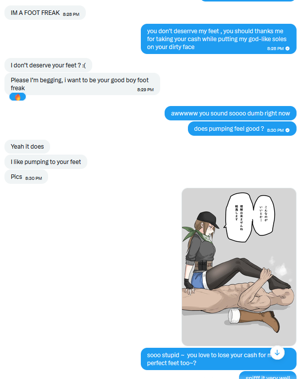 KuuTea_'s tweet photo. Easy hundred drained from a Foot Freak loser~ 

who want to be next~?

#2dfd https://t.co/DlYiT2lbym