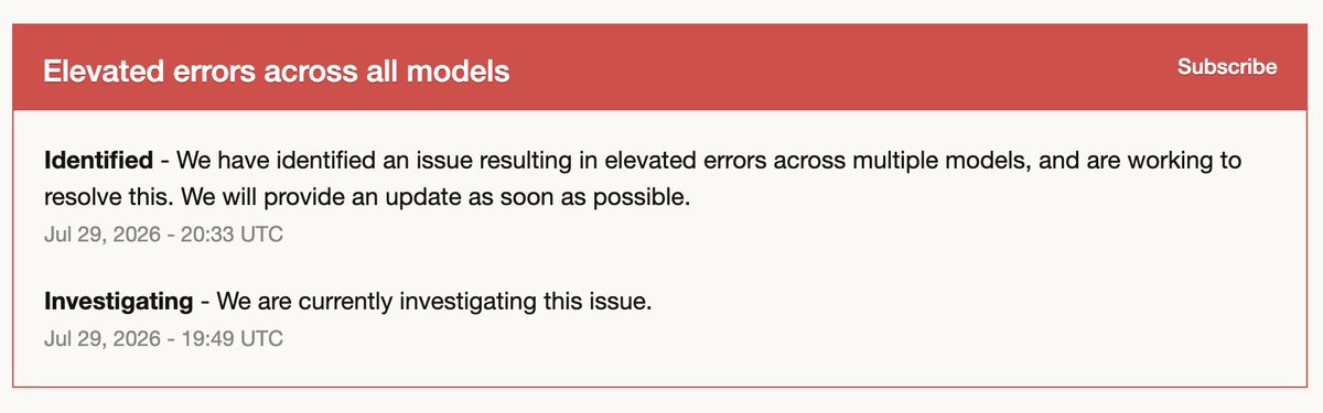 KristiyanTs's tweet photo. I bet someone typed "The service is down, update the status to 'we are fixing it' and fix the issue". Good job claude engineers, we trust in u. https://t.co/PPGngBsgoB