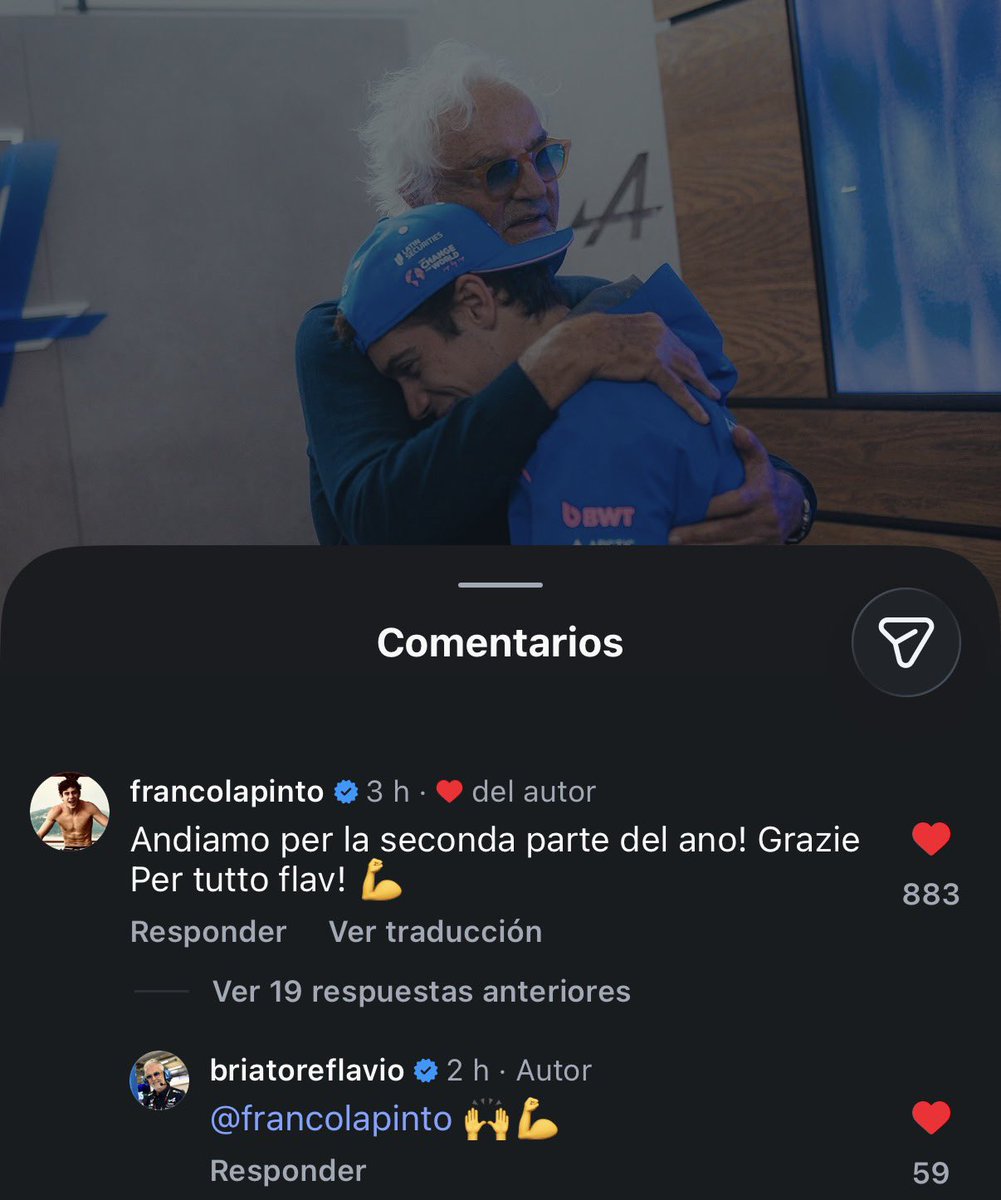 tina43arg's tweet photo. Franco comentó el posteo de Flavio Briatore en Instagram 💪🏻🙌🏻

“¡Vamos por la segunda parte del año! Gracias por todo flav!” https://t.co/AaFnhcd06u