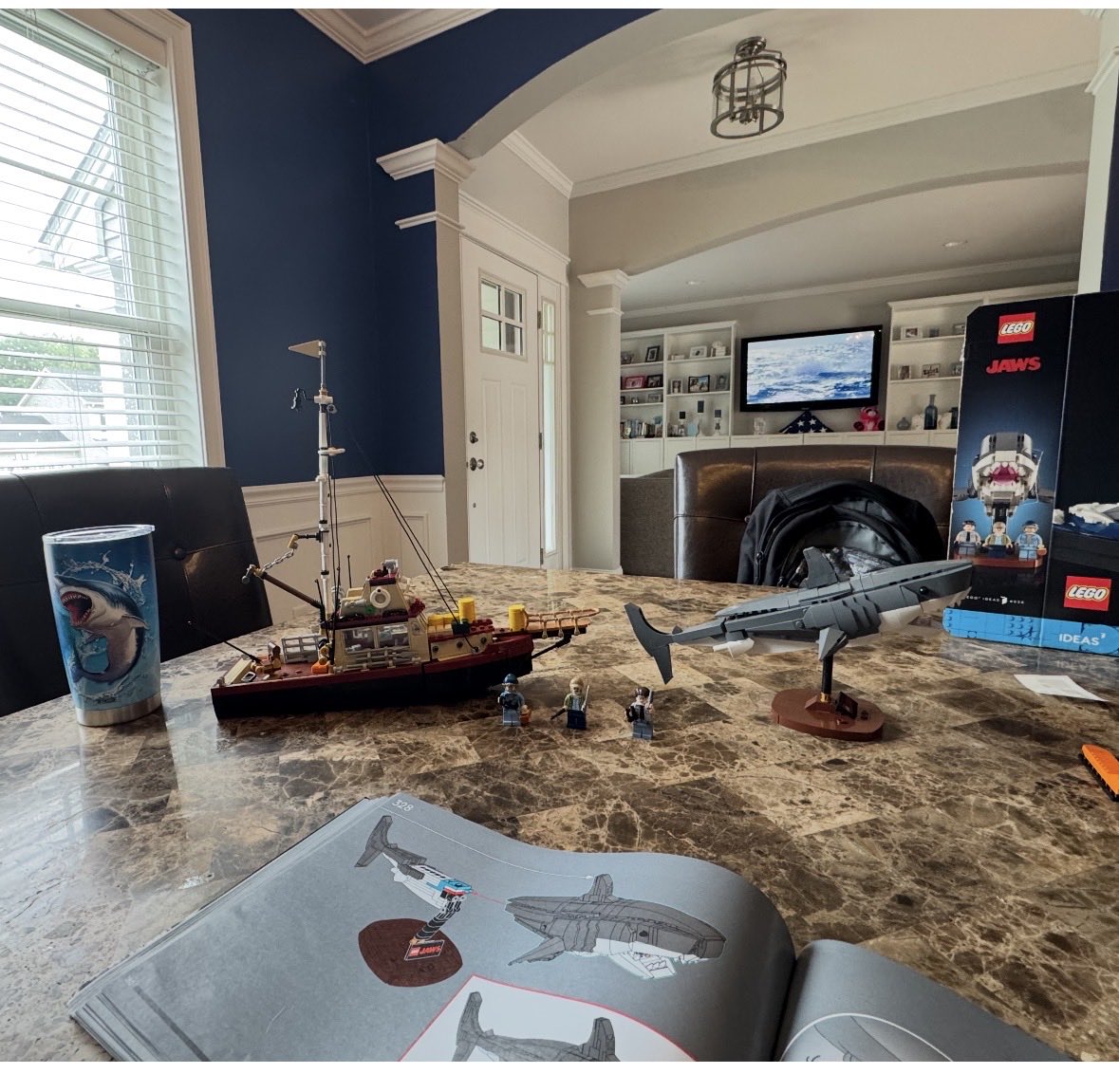 JeffDelRicci's tweet photo. @SharkWeek What a relaxing way to enjoy the best week of the year! #sharkweek #jawslego #lego https://t.co/cIlsgi8DRE