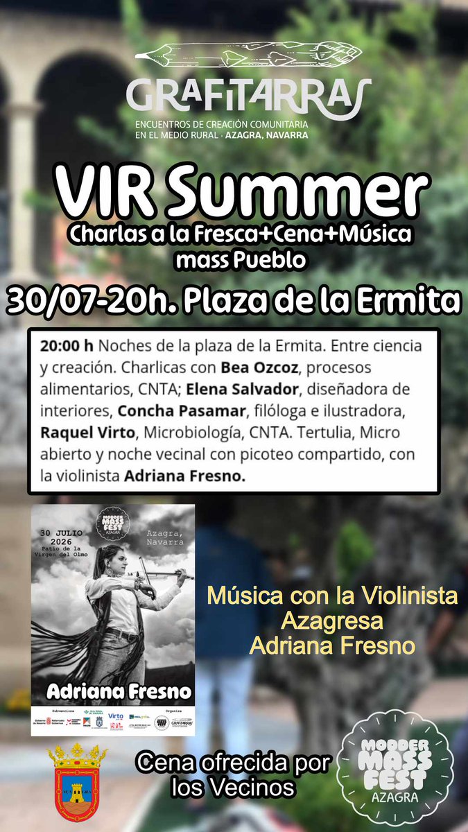 moddermass's tweet photo. Cuando cae la tarde, el Patio de la Virgen del Olmo vuelve a llenarse de vida.

Mañana celebramos #VIRSummer2026, una propuesta de @Grafitarras y @moddermass  para compartir comunidad.

Charlas
Cena vecinal
Adriana Fresno Tornero
20:00 h
Patio de la Ermita

Nos vemos! https://t.co/X6uUe3ruRV
