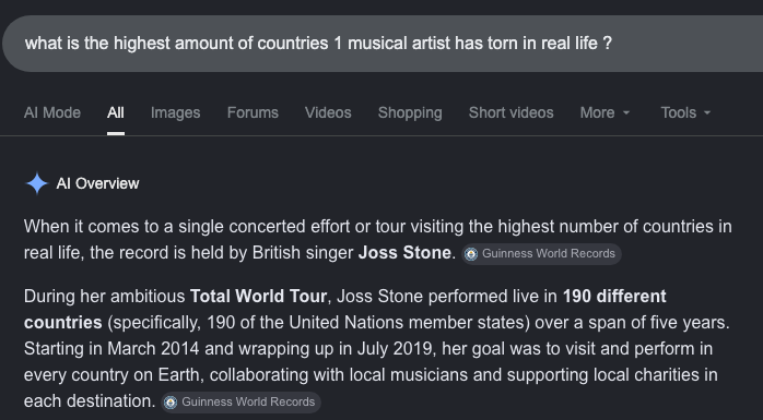 BlTGRL's tweet photo. @JossStone That is LITERALLY INSANE YOU TOURED 190 Countries IRL - YOU ARE LITERALLY MY INSPO 🫶 https://t.co/Rurf0Yo3kq