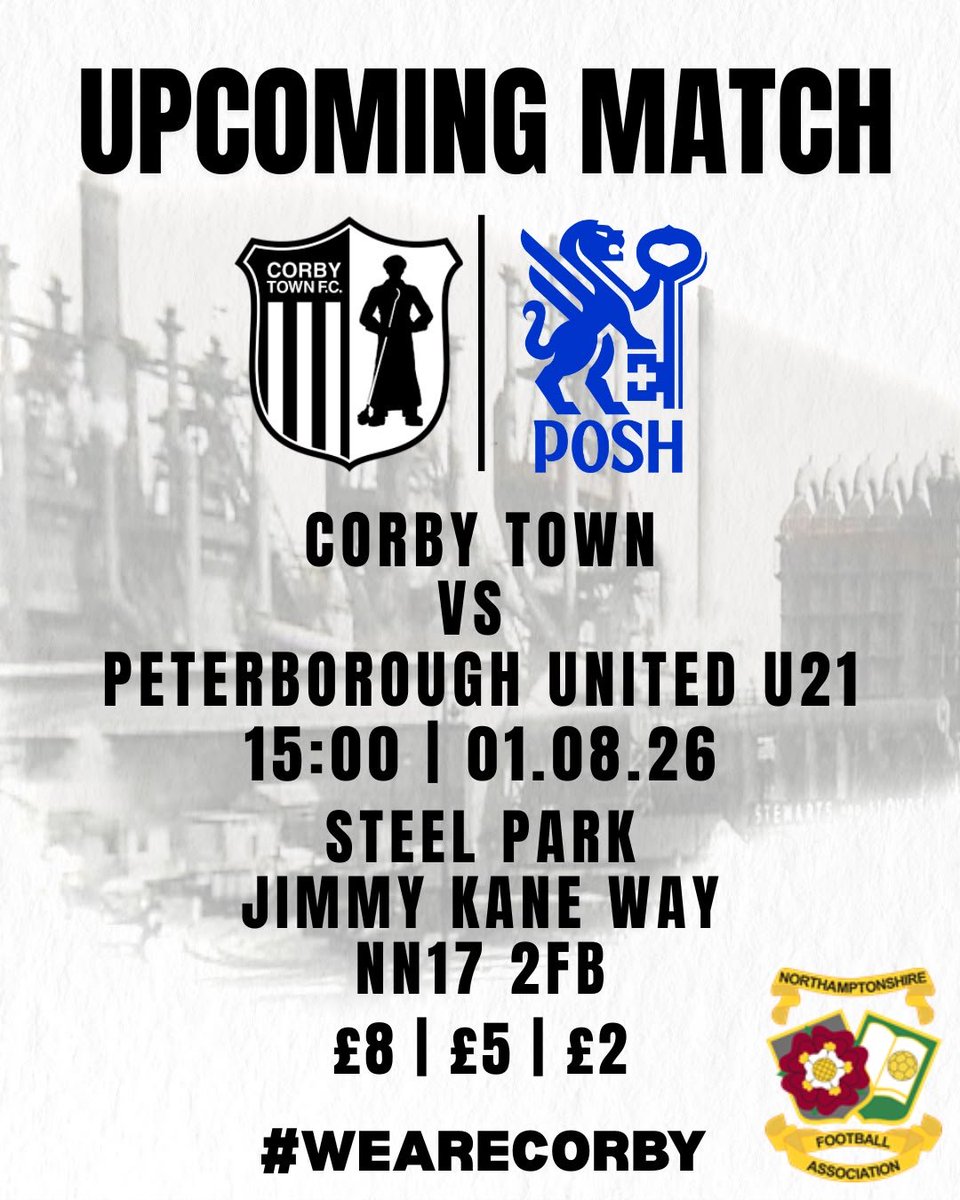 corbytownfc's tweet photo. @corbytownfc v @theposh u21
Northants Senior Hillier Cup 
@NorthantsFA https://t.co/wI5fOGhjdT