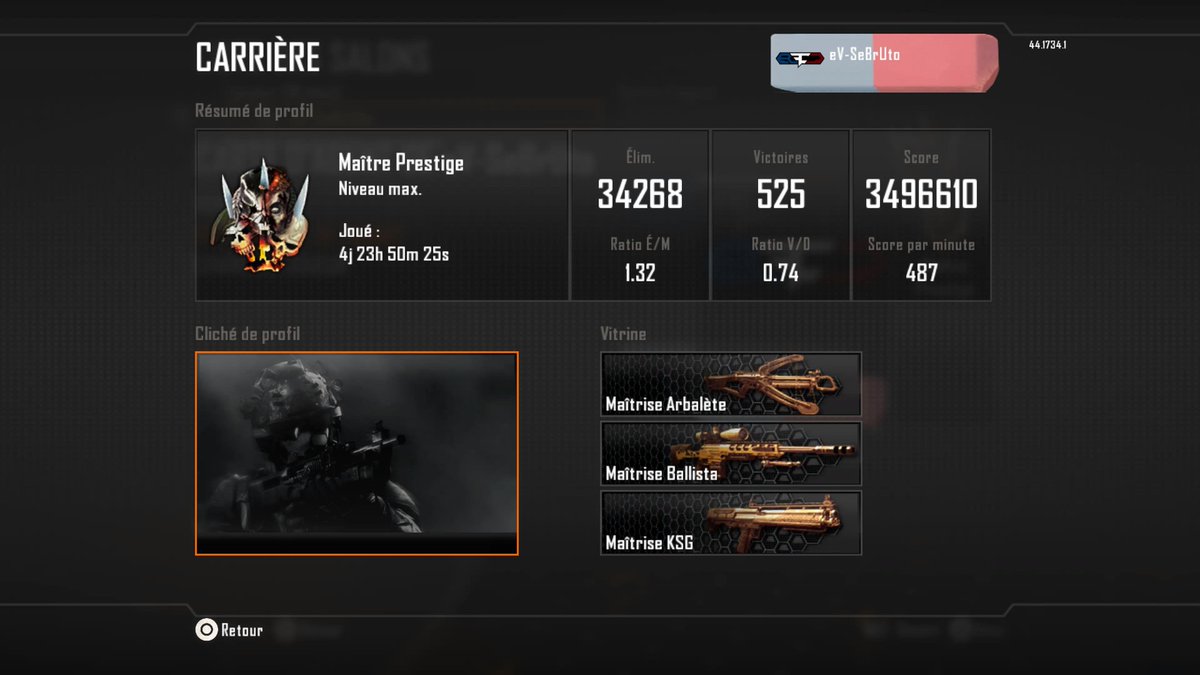Sebruto's tweet photo. L’HISTOIRE EST ÉCRITE. 🏆

​Après + de 100 heures de tryhard pur, le Maître Prestige (PR 11) est ENFIN là sur le port de Call Of Duty Black Ops 2 sur PS4/PS5.

​❌ Aucun glitch (XP BOT)
❌ Aucun lobby (Unlock All)
✅ 100 % LÉGIT

@Treyarch  @IronGalaxy @CallofDutyFR @CallofDuty https://t.co/8mNd9bemtS