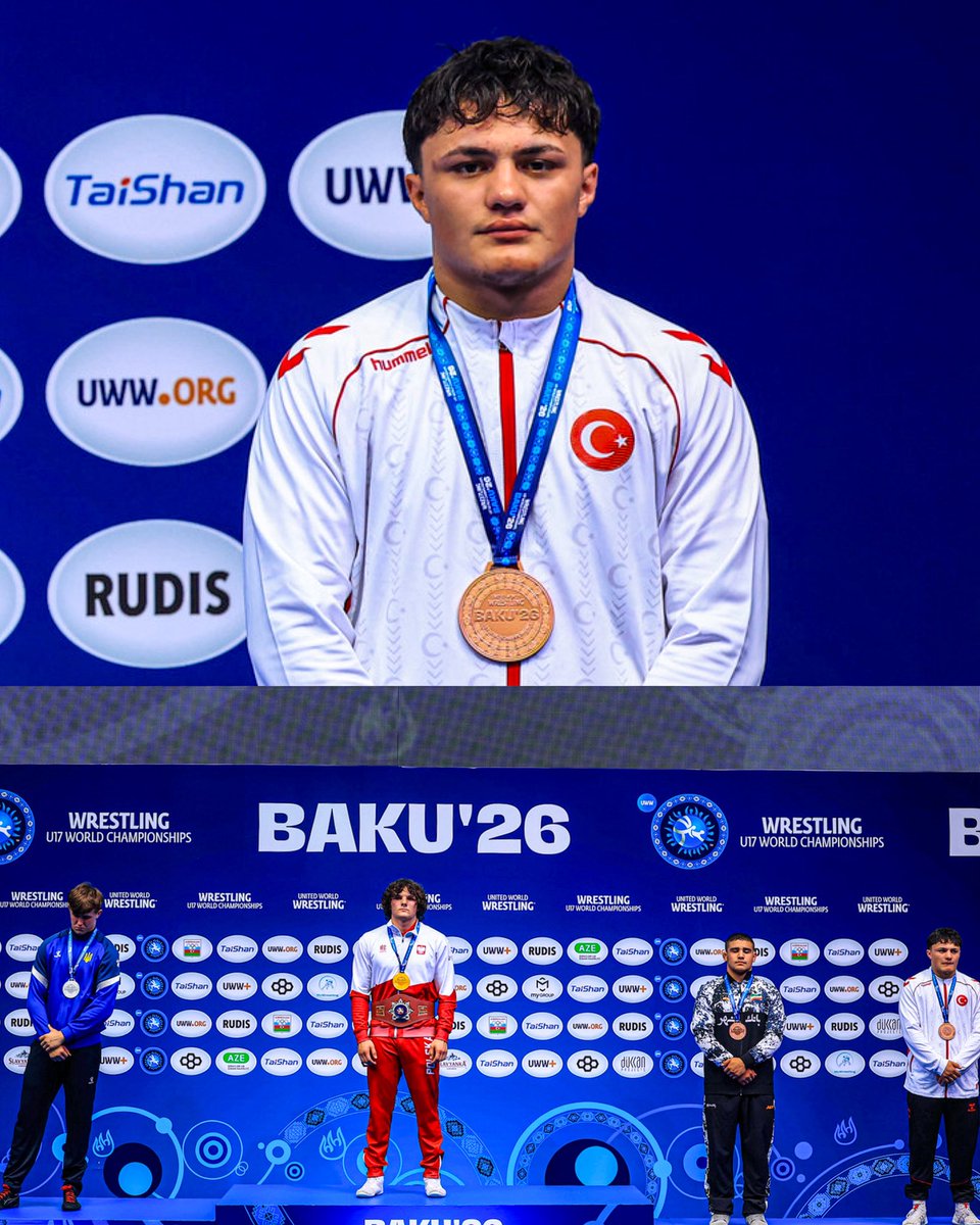 trtsporyildiz's tweet photo. 🇹🇷Yusuf Yaser Aksu'dan bronz madalya! 🥉

🤼‍♂️ Milli sporcumuz, Dünya 17 Yaş Altı Güreş Şampiyonası grekoromen stil 92 kiloda üçüncü oldu.

Tebrikler! 👏 https://t.co/ATEc8J7TpZ