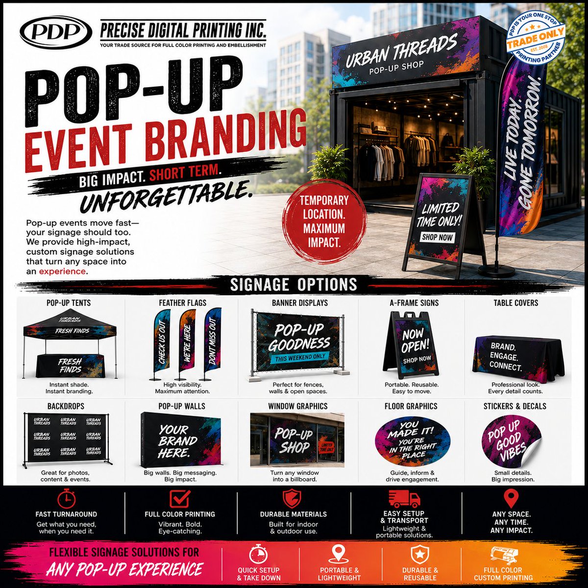 PrintingPrecise's tweet photo. Make Your Next Pop-Up Impossible to Miss. From eye-catching tents and feather flags to backdrops, banners, window graphics, and more—Precise Digital Printing delivers vibrant, full-color signage that helps your brand stand out wherever your event takes you. https://t.co/R4Qi8Bt73B