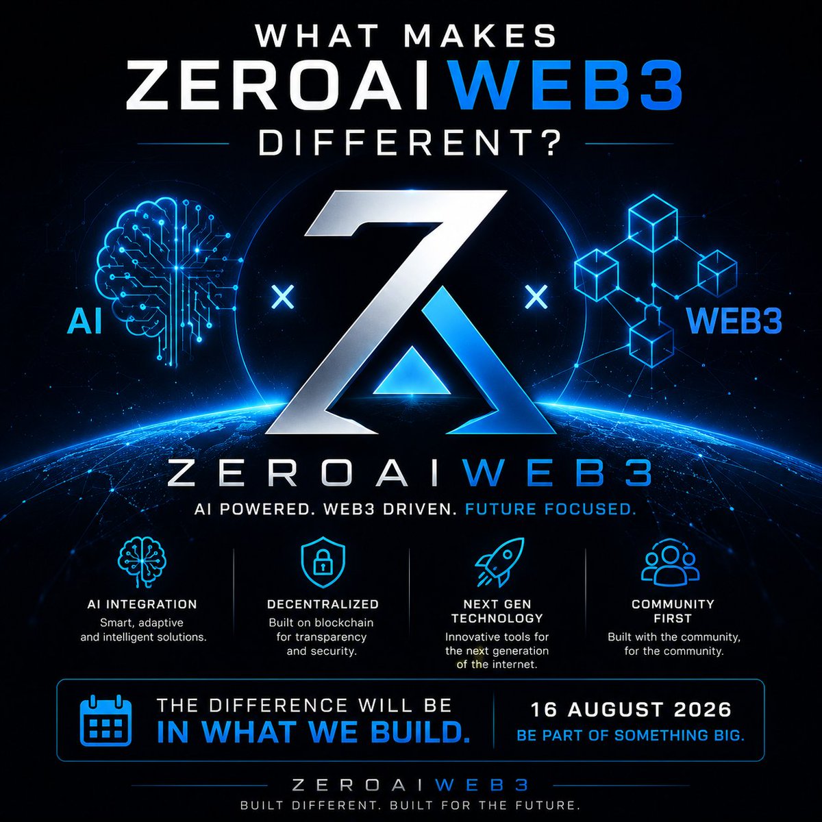 ZEROAIWEB3's tweet photo. WHAT MAKES ZEROAIWEB3 DIFFERENT? ⚡️

It’s not just about launching another Web3 project.

It’s about combining AI + Web3 to create something built for the next generati. 🧠🌐

The difference will be in what we build.

ZEROAIWEB3 — 16 AUGUST 2026 🚀

#ZEROAIWEB3 #AI #Web3 #Crypto https://t.co/ym9chyzkWU