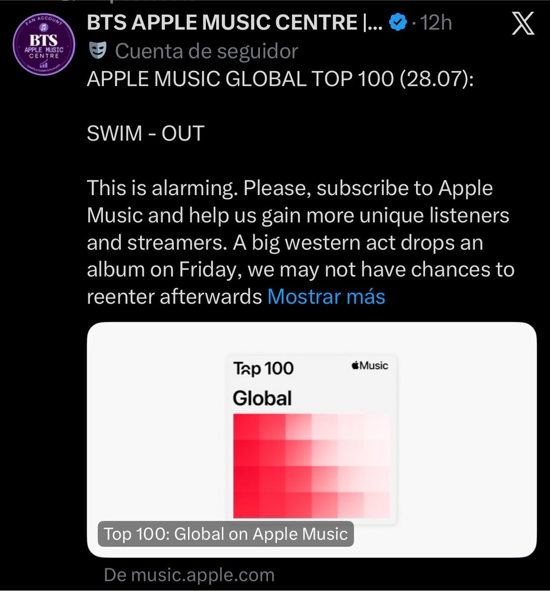 goeskthh's tweet photo. Entonces para mañana aquí tendremos TODAS las canciones de ARIRANG en el chart (con un ENORME PEAK para ALIENS en particular) y además re-ingresaremos Swim al global de Apple Music, ¿Verdad? Porque así es como vamos a responder y RESPALDAR a #BTS tras su anuncio por los Grammy, ¿Verdad? 

¿VERDAD????? 👀🫵🏻