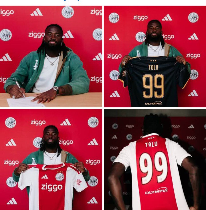 NigeriaCycle's tweet photo. 🚨Tolu Arokodare joins Ajax 🇳🇬
Super Eagles striker Tolu Arokodare has signed for Dutch giants *Ajax* on loan from Wolves.

The 25-year-old picked Ajax over interest from Genoa, Fiorentina, Hamburger SV, and Trabzonspor because of their project https://t.co/T3sDvgjvHs