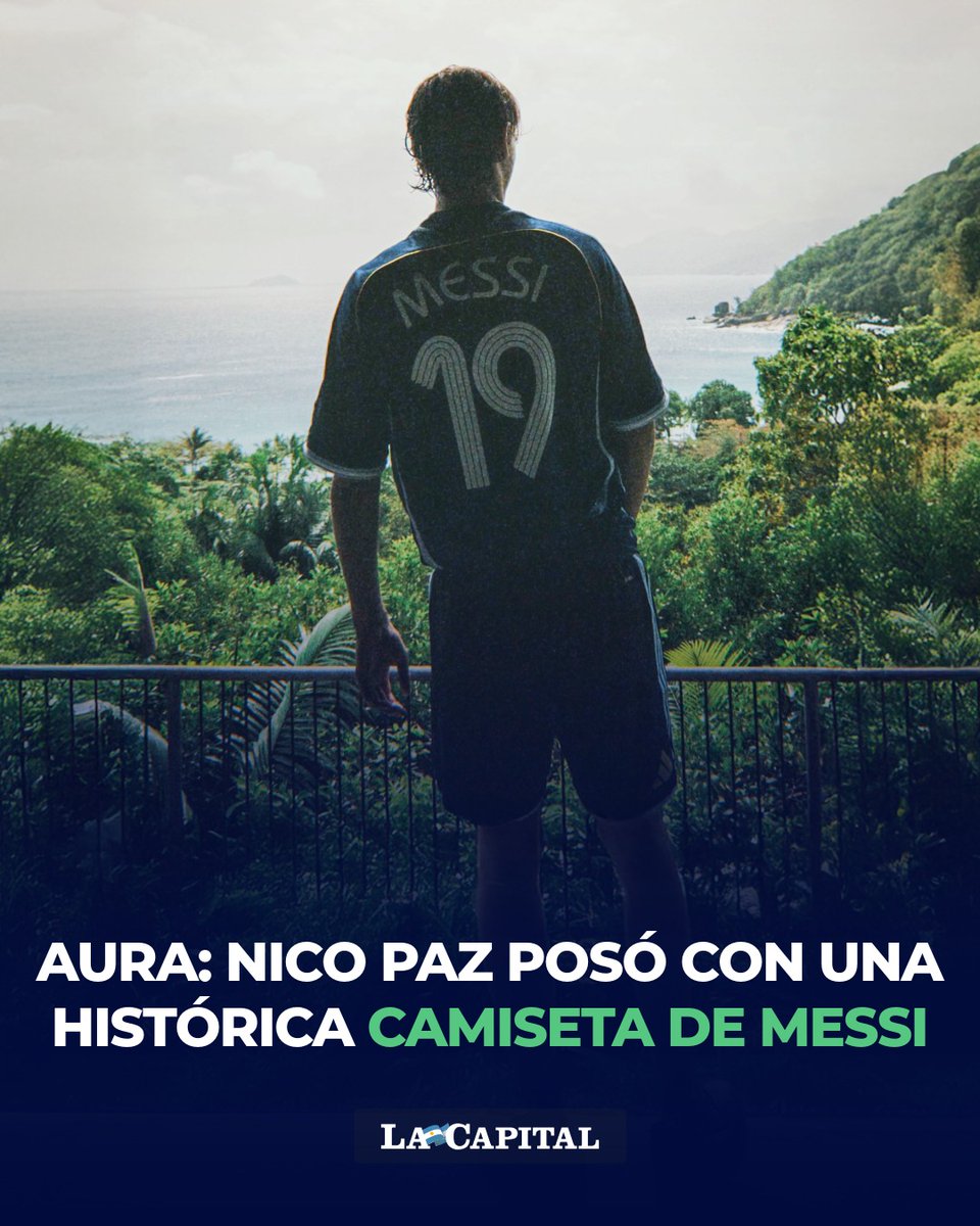 lacapital's tweet photo. NICO PAZ ENTENDIÓ TODO  🔟✨

Tras prometer "dar absolutamente todo para traer esta copa de vuelta a Argentina", el futbolista Nico Paz sorprendió a todos al compartir una foto luciendo la histórica camiseta que utilizó Lionel Messi en la Copa del Mundo de 2006.