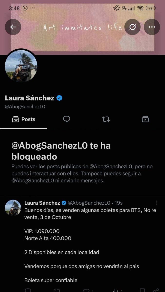 btssafetyzone's tweet photo. Chicas, ojo con esta piroba que les anda vendiendo boletos para octubre,solo deben checar sus cambios de usuario pa darse cuenta que es una estafadora, también revisen las cuentas q le dan rt que son del mismo grupo de estafadores, que el desespero no las haga caer en la tentación OJOOOOOO PUESSSS
