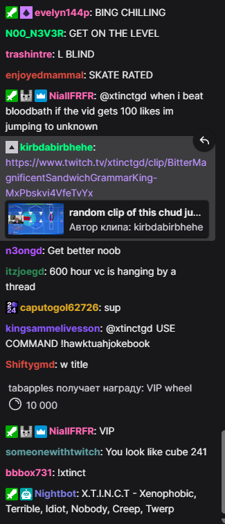 MishaKostGD's tweet photo. bro the xtinct chat needs to get canceled https://t.co/Mkdf205Ivo