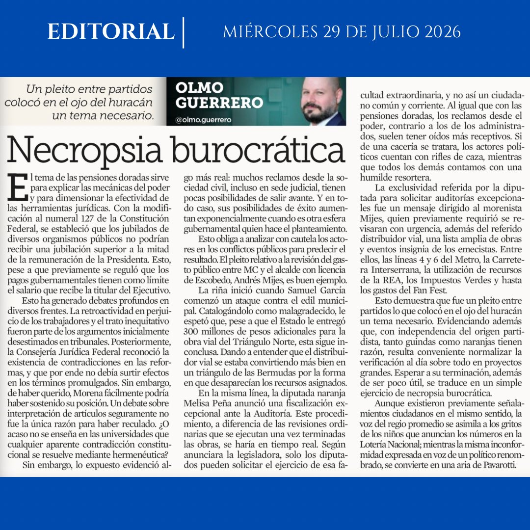 olmo_guerrero's tweet photo. ¿Tiene sentido auditar una obra cuando ya terminó?

El debate en Nuevo León vuelve a poner sobre la mesa una pregunta clave: ¿la fiscalización debe ser correctiva… o preventiva?

La transparencia empieza con supervisión oportuna.

#NuevoLeón #Fiscalización #Transparencia https://t.co/7cYOtBElTK