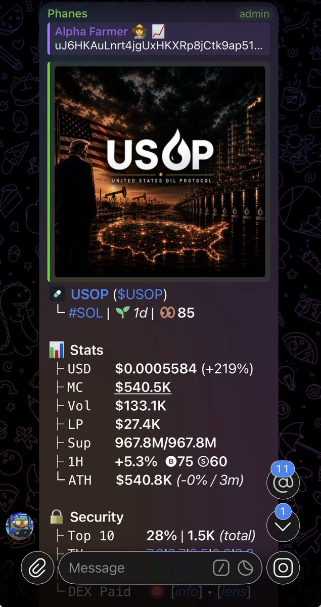Alpha_farmer1's tweet photo. 10.4X PROFIT SECURED 💯 
$USOP

PRIVATE TG CHADS STILL PRINTING 🚀

uJ6HKAuLnrt4jgUxHKXRp8jCtk9ap51FwBKtQkupump https://t.co/Pt1IabyIg3