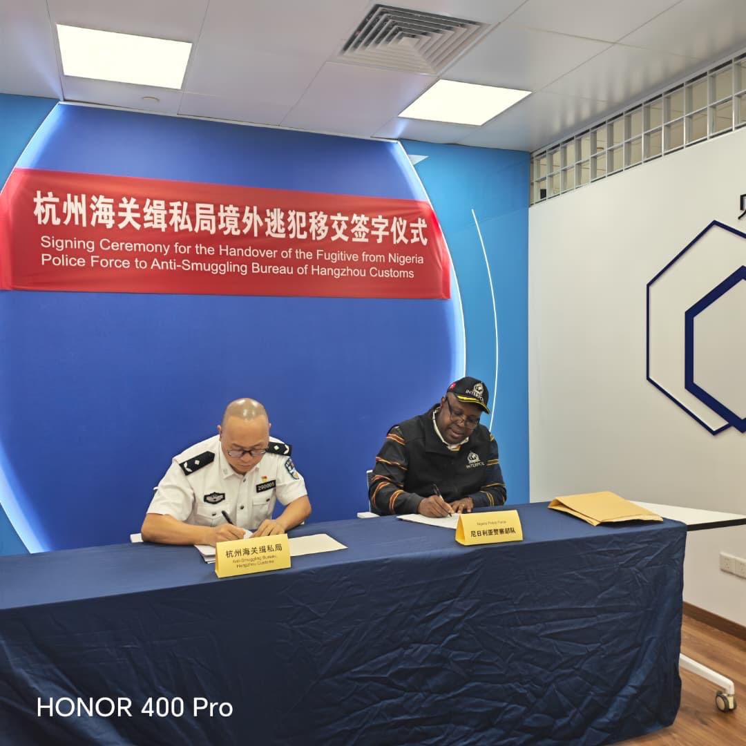 PoliceNG's tweet photo. NIGERIA POLICE FORCE REPATRIATES WANTED WILDLIFE TRAFFICKER TO SHANGHAI, PEOPLE’S REPUBLIC OF CHINA

The Nigeria Police Force, through the INTERPOL National Central Bureau (NCB), Abuja, has successfully arrested and repatriated a Chinese fugitive, Cai Jinlian, 42, to the People’s Republic of China to face charges relating to the trafficking of endangered wildlife.

Jinlian is wanted for smuggling approximately 12 tonnes of tree pangolin scales from Nigeria into China in two consignments between November 2018 and April 2019, following investigations by the Anti-Smuggling Sub Bureau of Wenzhou Customs. His two accomplices were convicted and sentenced to over 14 years’ imprisonment by the Wenzhou Intermediate People’s Court of Zhejiang Province in December 2020.

After fleeing China to Egypt on July 12, 2019, a warrant for Jinlian’s arrest was issued on March 24, 2020, followed by the publication of an INTERPOL Red Notice on May 10, 2020. Intelligence later established that he had relocated to Nigeria around 2023, moving between Delta and Plateau States. Acting on credible intelligence, operatives of INTERPOL NCB Abuja arrested him in Abuja on July 18, 2026, and repatriated him to Shanghai on July 29, 2026, under bilateral police cooperation arrangements to face the pending charges.

The Inspector-General of Police, IGP Olutunji Rilwan Disu, psc (+), NPM, commended the professionalism and dedication of the INTERPOL NCB Abuja team in the successful operation, charging the Environmental Crimes and Works of Art Team to intensify intelligence-led efforts against wildlife trafficking and other transnational organized crimes. He reaffirmed the Nigeria Police Force’s commitment to strengthening international law enforcement cooperation through INTERPOL and other strategic partnerships to combat transnational crime and protect endangered wildlife.

CSP ANI INIEDU, anipr,
Force Public Relations Officer,
Force Headquarters, Abuja.
29th July, 2026.