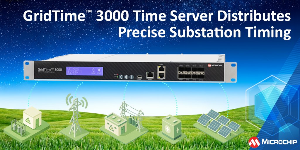 MicrochipTech's tweet photo. GridTime™ 3000 now supports SyncE, enabling precise time and frequency synchronization for digital substations. Strengthen network connectivity, interoperability and timing resilience across next-generation grid infrastructure. https://t.co/A2hHskSUbK #SyncE #GridTime3000 https://t.co/Kf4vizFVE9
