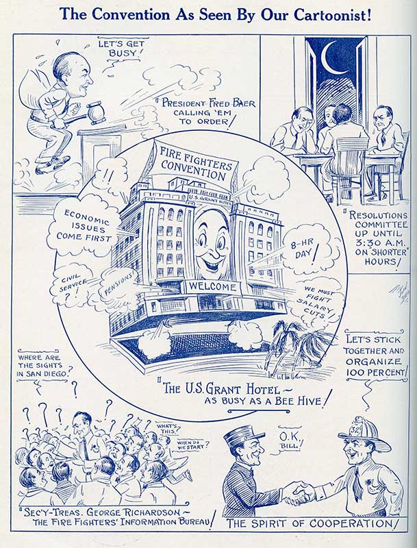 IAFFofficial's tweet photo. 🔥 The 58th #IAFFConvention is almost here! See you in Arlington, TX, Aug. 9–14.

Until then, enjoy this throwback: a cartoon illustration of the 11th IAFF Convention in San Diego, CA, in 1932.

Stronger together, then and now.

#AllIn https://t.co/yKSz4OM3E1