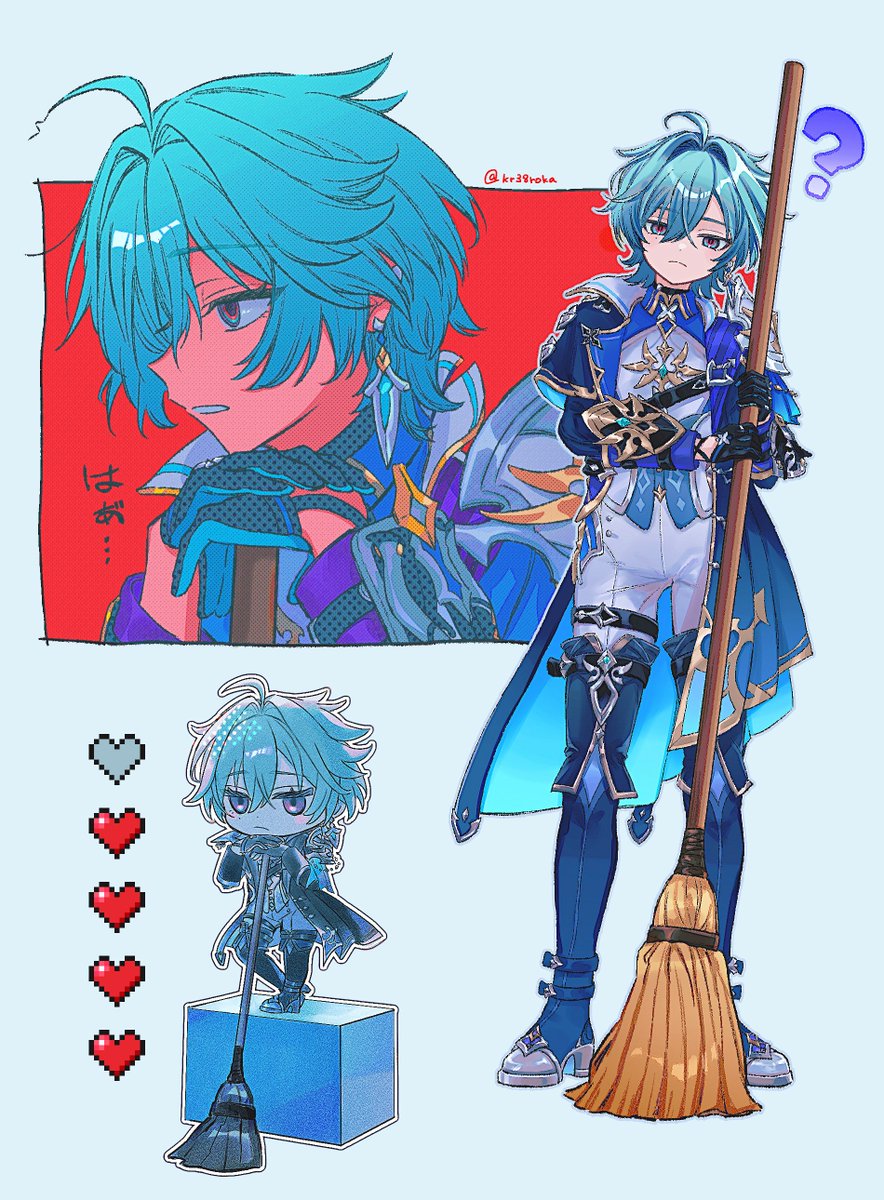 kr38roka's tweet photo. ローエン　←描こうとしてたポーズ／改めて確認した箒の長さ→ https://t.co/JaoCDBsvqP