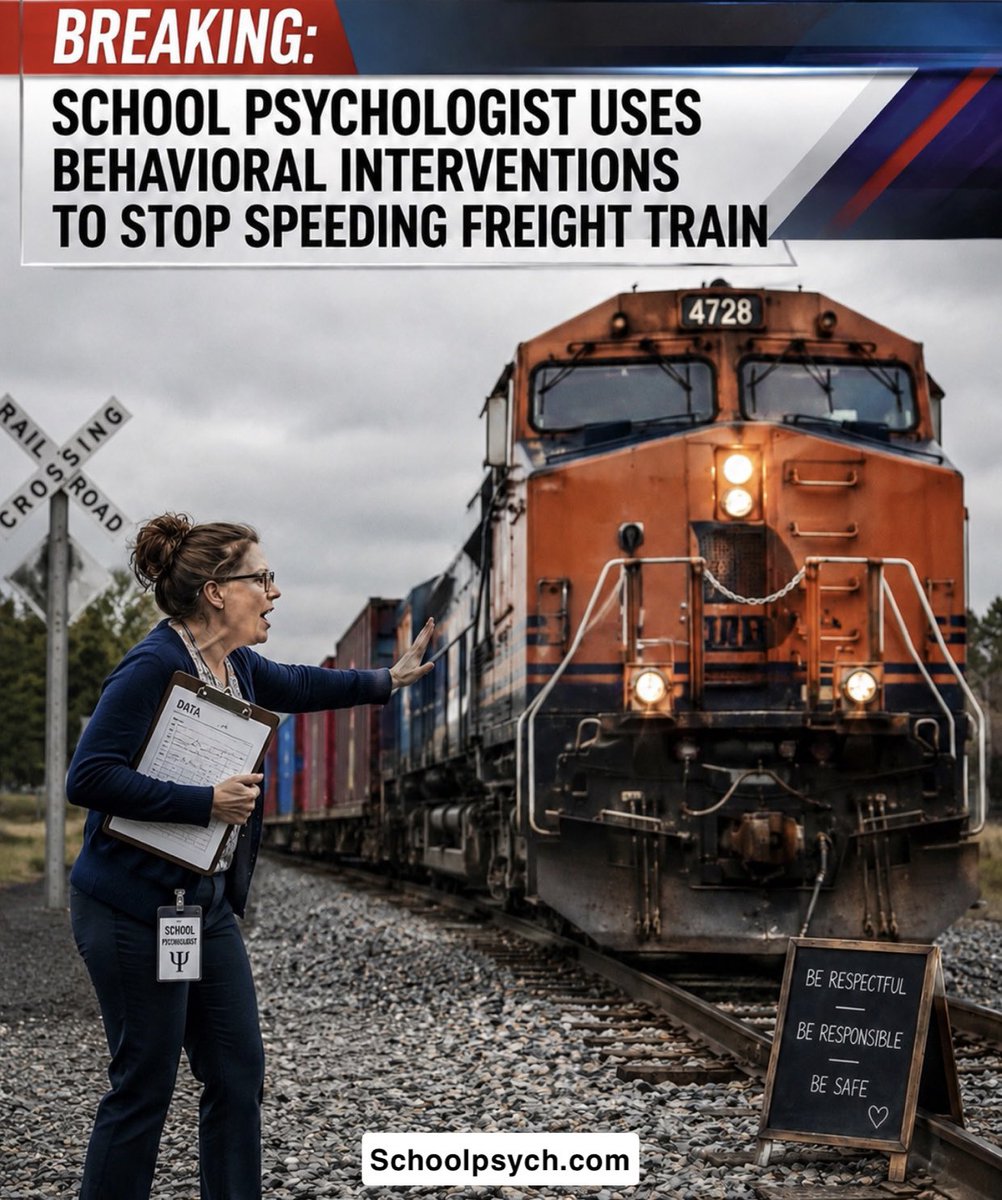 SchoolPsychDCom's tweet photo. 📰 If The Onion covered school psychology… Part 1

Happy to report that the train is making good progress toward its IEP goals

#schoolpsych #schoolpsychologist #schoolpsychhumor https://t.co/BFZ7jIA4FB
