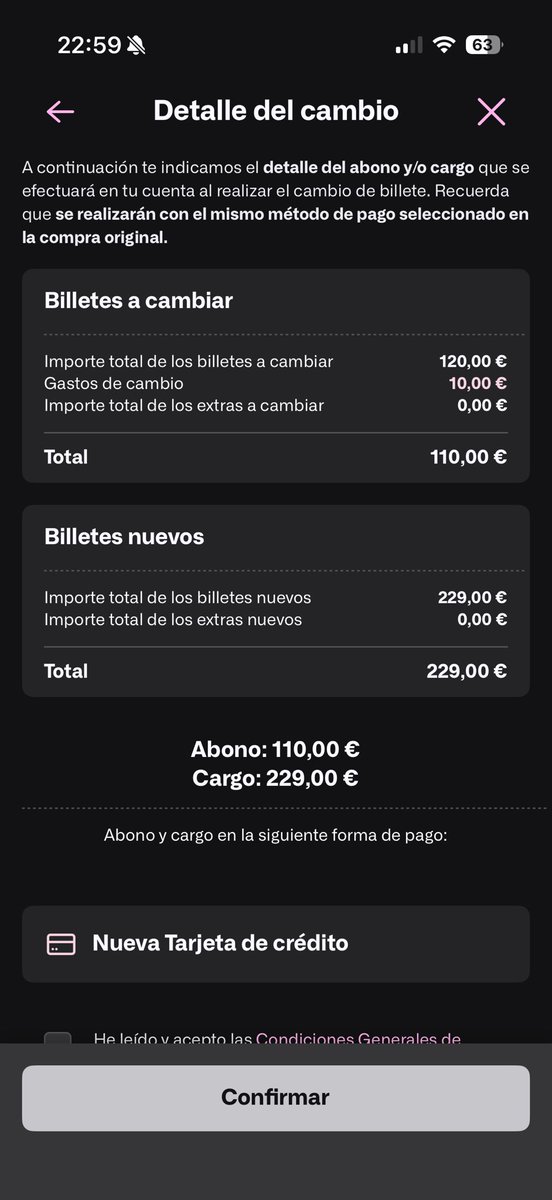 San2396's tweet photo. @Renfe imposible contactar y por la app me pedís que pague por el cambio cuando vosotros me habéis enviado un mensaje diciendo que puedo cambiar mi billete sin coste por motivo de la huelga.
Dadme una solución. https://t.co/FobIScr1au