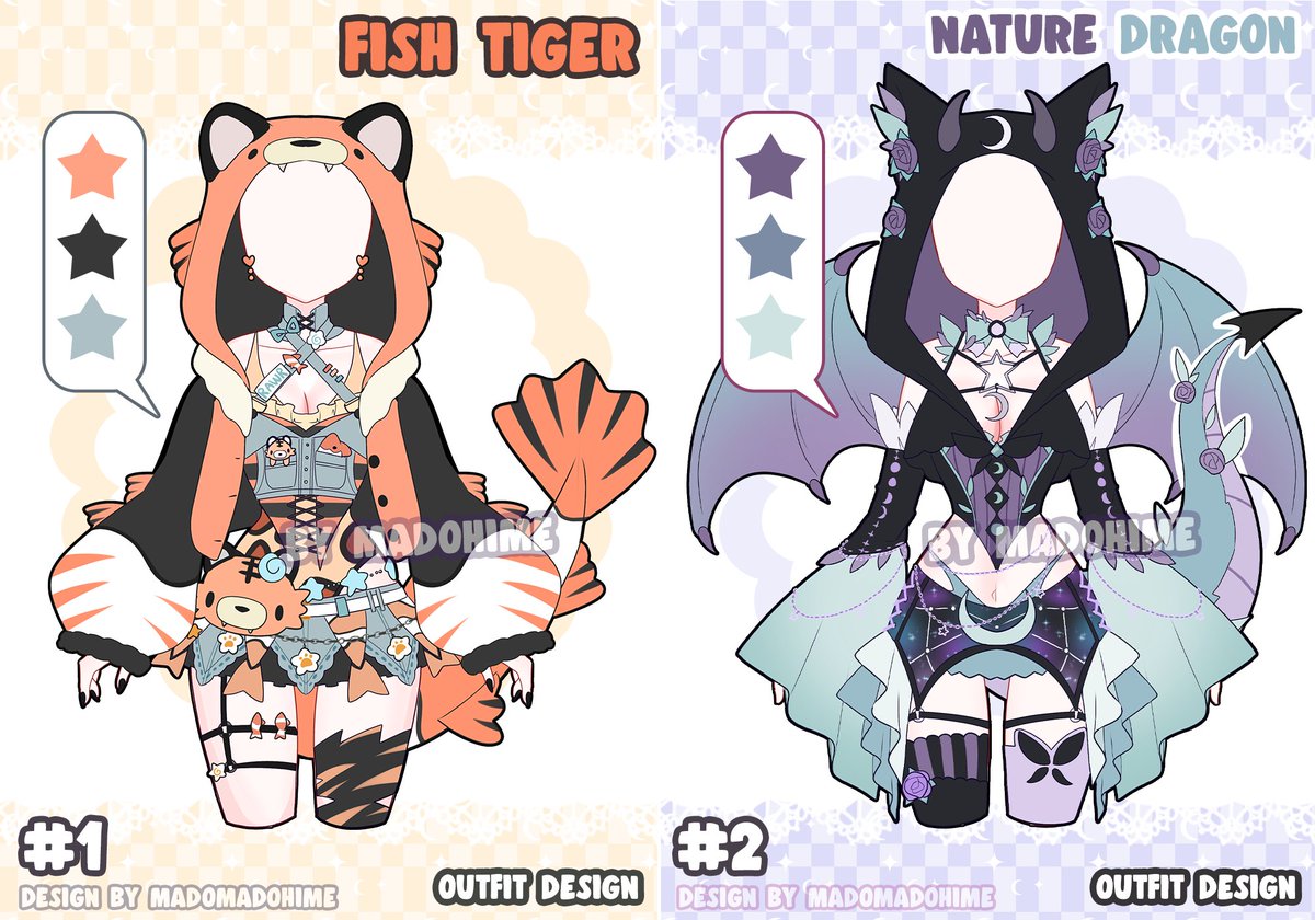 madomadohime's tweet photo. 🩷Tiger Vs Dragon Outfit Adoptable Design 🩷

Likes and shares are very much appreciated<3  

Energetic tiger or mystic dragon?

~ ~ (Adopt this outfit👇) ~ ~ https://t.co/1VMucyqwUN
