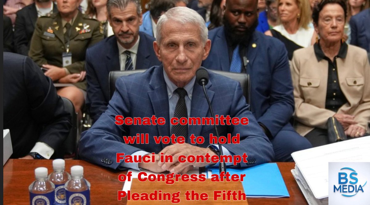 BS_MEDIA1's tweet photo. After pleading the fifth amendment 111 times today, the Senate committee is looking into holding Anthony Fauci in contempt of Congress 

What do you think? Will congress actually hold Fauci  accountable for the damage he had done during Covid to millions of Americans? Chime in ⬇️ https://t.co/tHIyoEfKxG