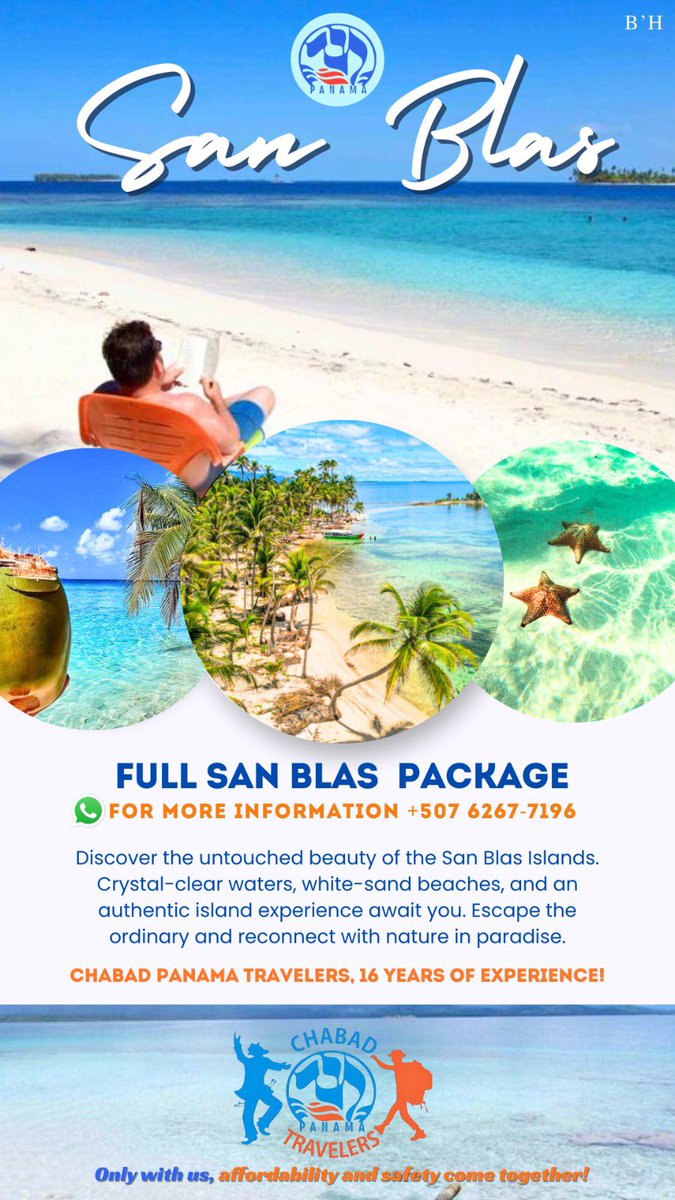 ChabadPanama's tweet photo. For  the yeshiva  week discounts to San Blas, the Monkey Islands and more, visit the Chabad Panama Traveler Home for more information on our WhatsApp: +50762677196 https://t.co/5vaJr7J7BC