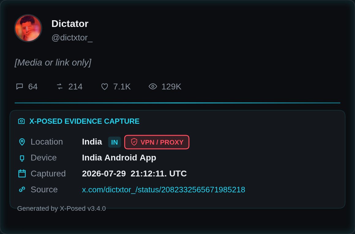 AgustinBustin's tweet photo. @dictxtor_ This account posts from India. (via X-Posed) https://t.co/XDzZ3NOfAA