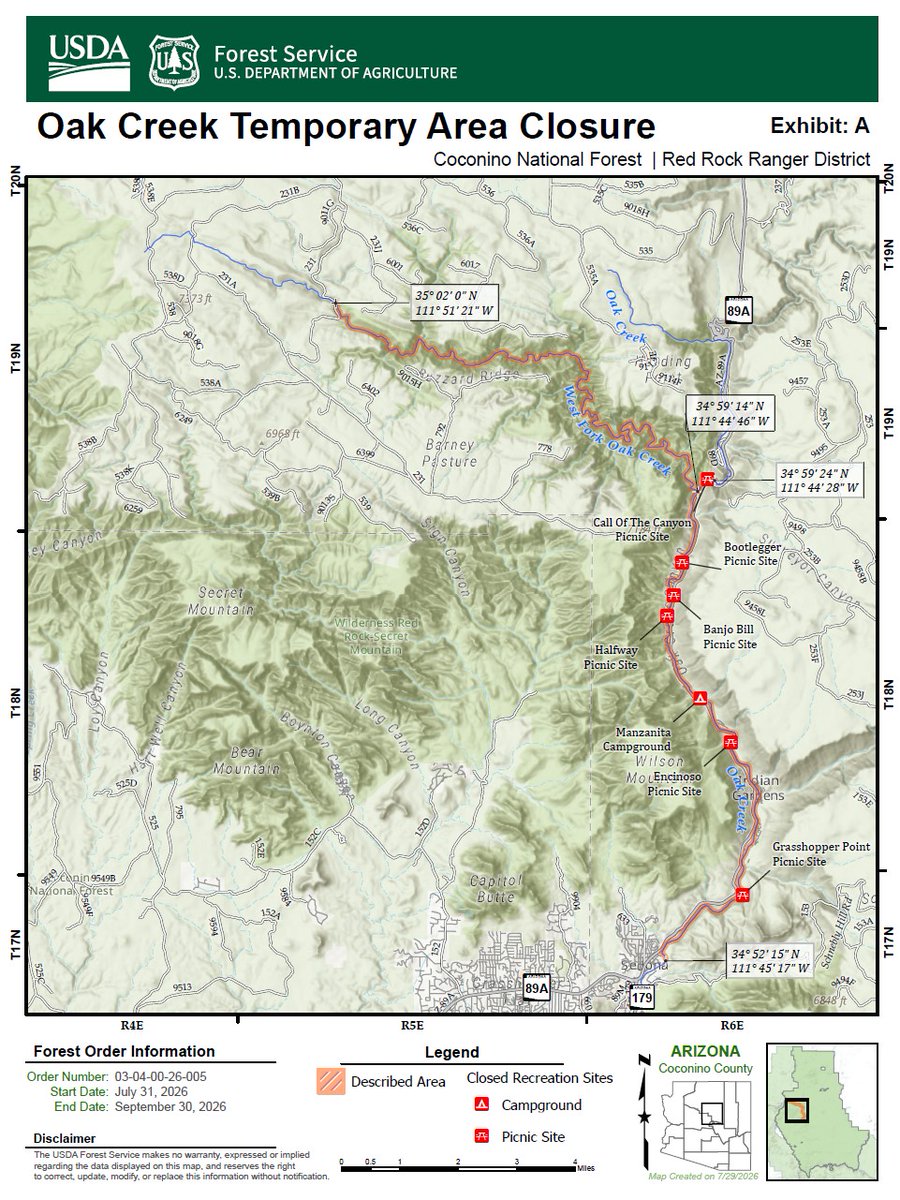 CoconinoNF's tweet photo. The Pocket Fire has been 100% contained as of this morning, and the closure area for the fire has been significantly reduced, beginning tomorrow (July 31) at 6 a.m. More info @ https://t.co/PldQIsZd1A https://t.co/1Dvn44onmQ