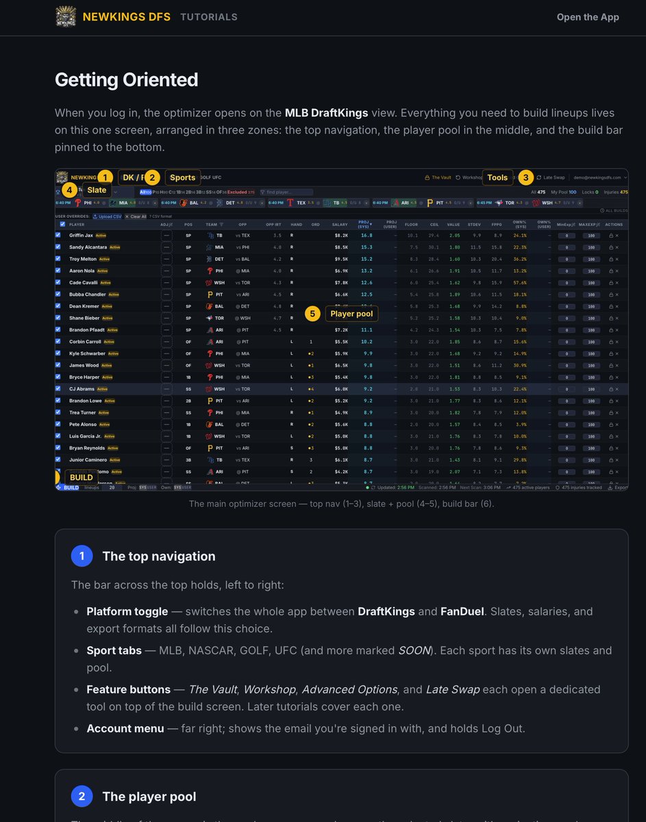 NewkingsDFS's tweet photo. Interested in us but want to see more?  Check out our new tutorials section to see how it all works!
https://t.co/Oqym7vZg4H Click Tutorials at the top of the page and learn about our optimizer! https://t.co/fBq3uUwc2T