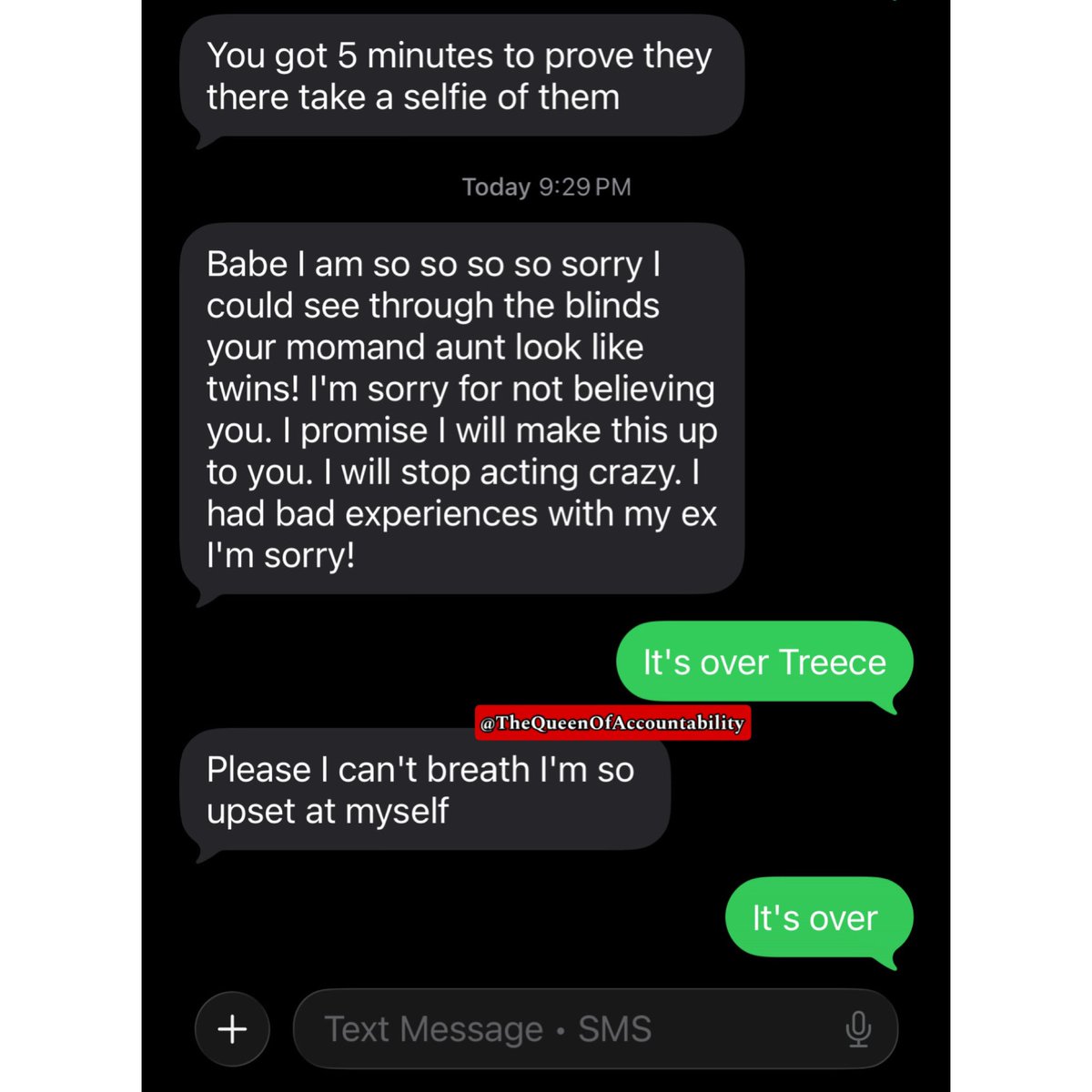 celebriD's tweet photo. This was sent to me, and I was asked if I think he overreacted by breaking up with her. Absolutely not. He told her his mom and aunt were visiting, he wasn’t ready for her to meet them, and repeatedly told her not to come over. Instead of respecting his boundary, she accused him of having another woman there, demanded pictures for proof, gave him five minutes to prove himself, showed up anyway, and even admitted to looking through his blinds. 🚩

Having trust issues from a previous relationship does not give you permission to violate someone else’s boundaries. Men are allowed to say NO too. If a man showed up at a woman’s house after repeatedly being told not to come and looked through her blinds, people would call it exactly what it is: predatory and crazy behavior. He saw the red flags four months in and walked away. I don’t blame him. Would you have ended it too?