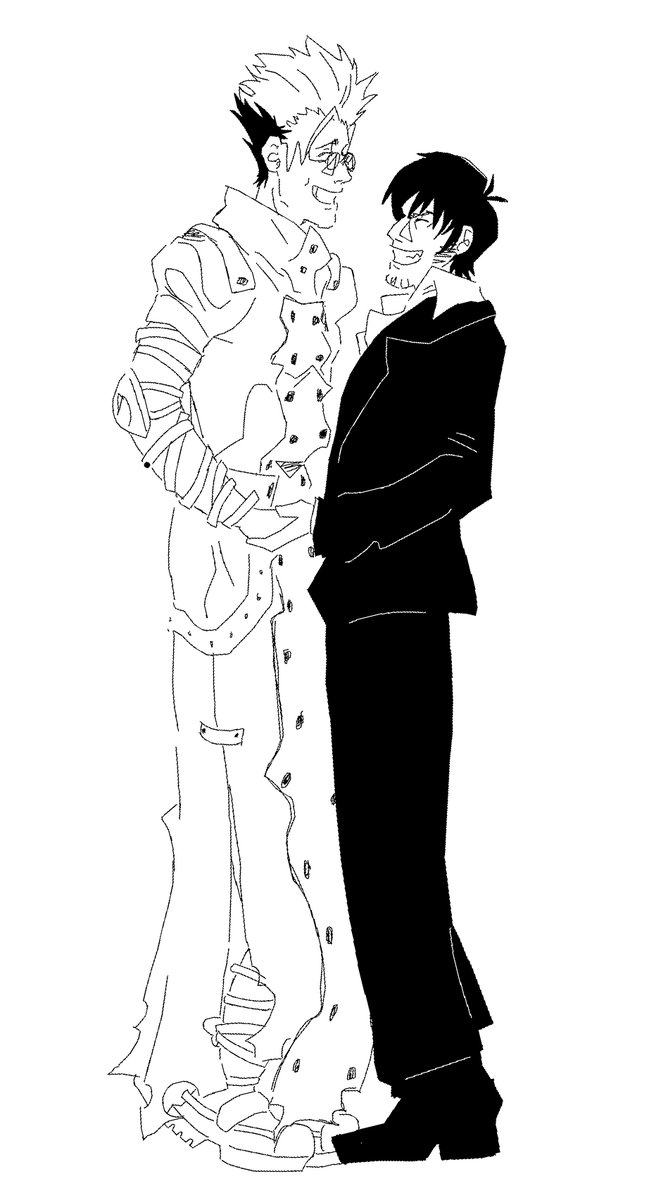 SKADFORLIFE_'s tweet photo. drew this on roblox 3 years ago, theyve been sitting in that file all dusty and sad until now

#trigun #vashwood https://t.co/RnwWifoIuW