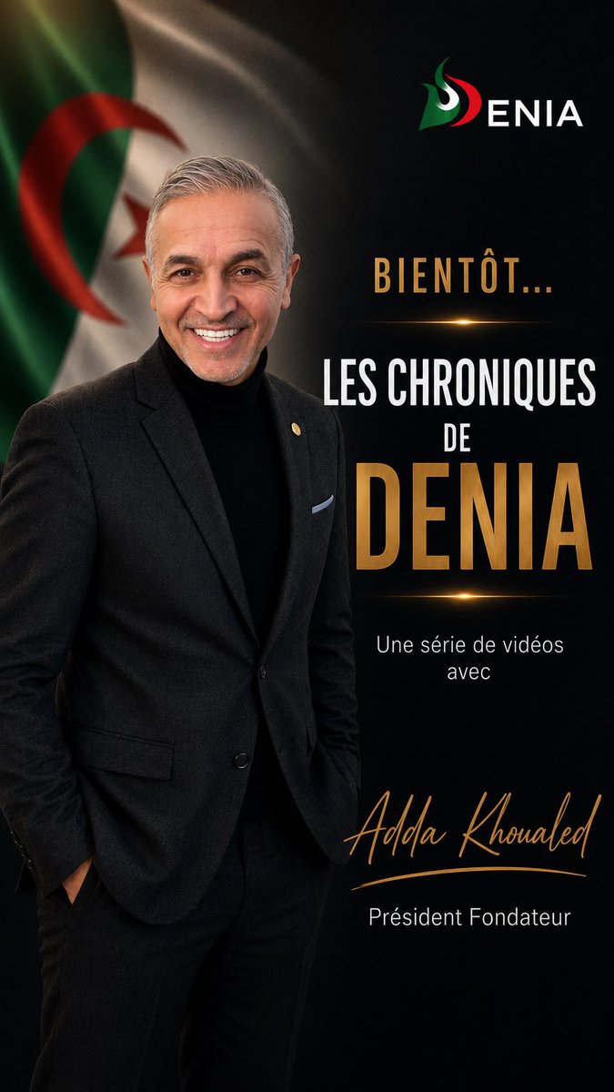 denia_int's tweet photo. 🎥 Les Chroniques de DENIA arrivent bientôt.
Une parole simple. Une vision. Un engagement.
Rendez-vous très prochainement.

#LesChroniquesDeDENIA #europe #afrique #Asie #oceanie #amerique #PowerX #Diaspora #Algérie https://t.co/48q04nbzkb