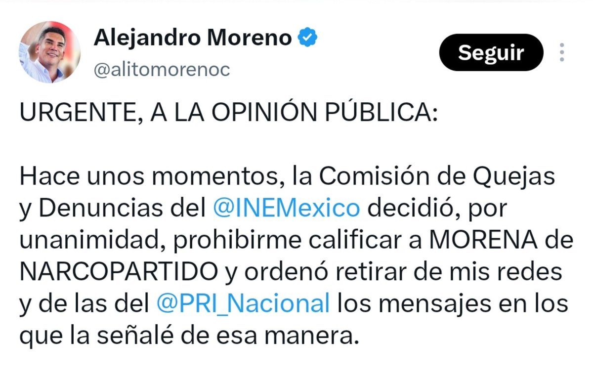 FreddyOliviery's tweet photo. El @INEMexico lo confirma: el único narco-partido en México es el #PRIAN

Y @alitomorenoc quedó otra vez como la rata mentirosa priísta de siempre 🐀 https://t.co/to8HE6e2SE