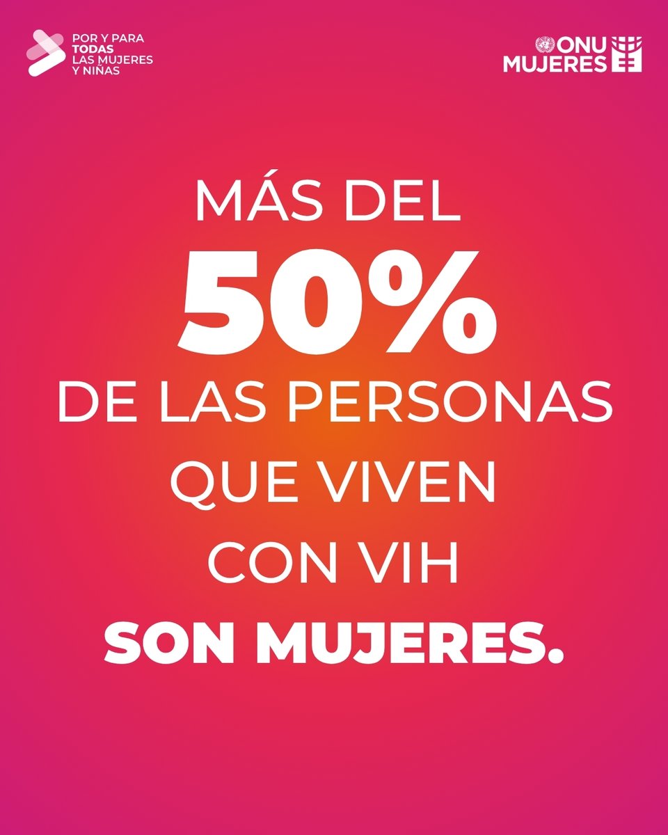 ONUMujeres's tweet photo. ⚕ Más de la mitad de las personas que viven con VIH son mujeres. ​

​Debemos #replantear la respuesta mundial al VIH/Sida para que refleje las necesidades y los desafíos de todas las mujeres y niñas. https://t.co/XScrjKQrIp