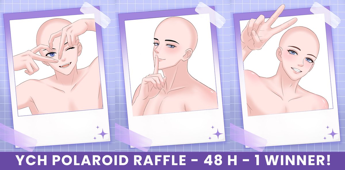 afknami's tweet photo. ✨ MALE POLAROID YCH RAFFLE ✨

Win a custom Polaroid illustration of your character! 💕
Choose your favorite base! 
Fully customizable character (background colors can be changed)

To enter:
💕 Like + RT
💕 Follow
💕 Comment your reference :3

Ends in 48h!!
#vtuber #artraffle https://t.co/nNjpwvWI2a