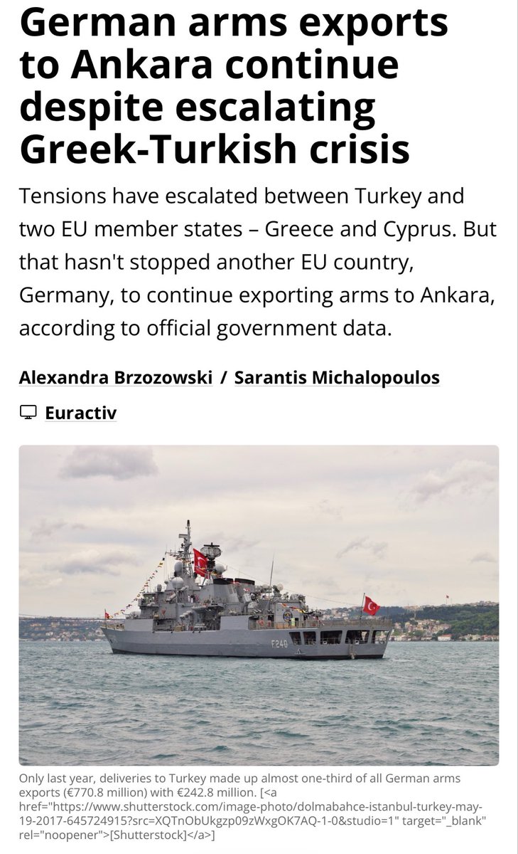 ictinus_x's tweet photo. When Germany was making money from arming Turkey, ignoring its threats of war against Greece and tolerating the military occupation of EU territory in Cyprus, it called it “pragmatism.”

Now Germans suddenly pose as guardians of European security and the European order-while demanding Greek solidarity.

What goes around comes around, Jurgen.
Enjoy your legacy. 🇩🇪🤡