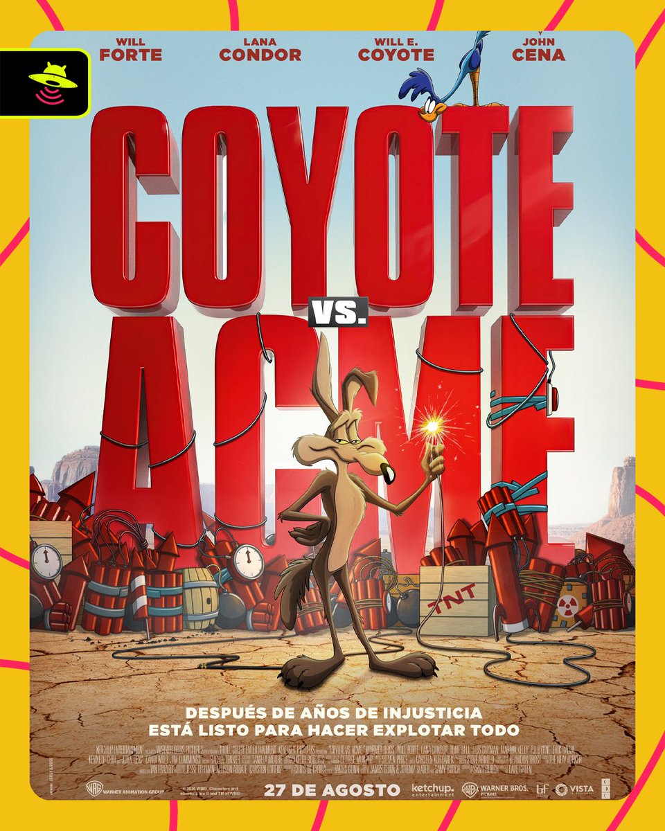 GKSiders's tweet photo. Tenemos nuevo póster de la película #CoyoteVsAcme que se estrenará el próximo 27 de Agosto 🤩
Solo en cines 🎥🍿
#Geeksiders #ZimaEnt https://t.co/6agvdrrkZP