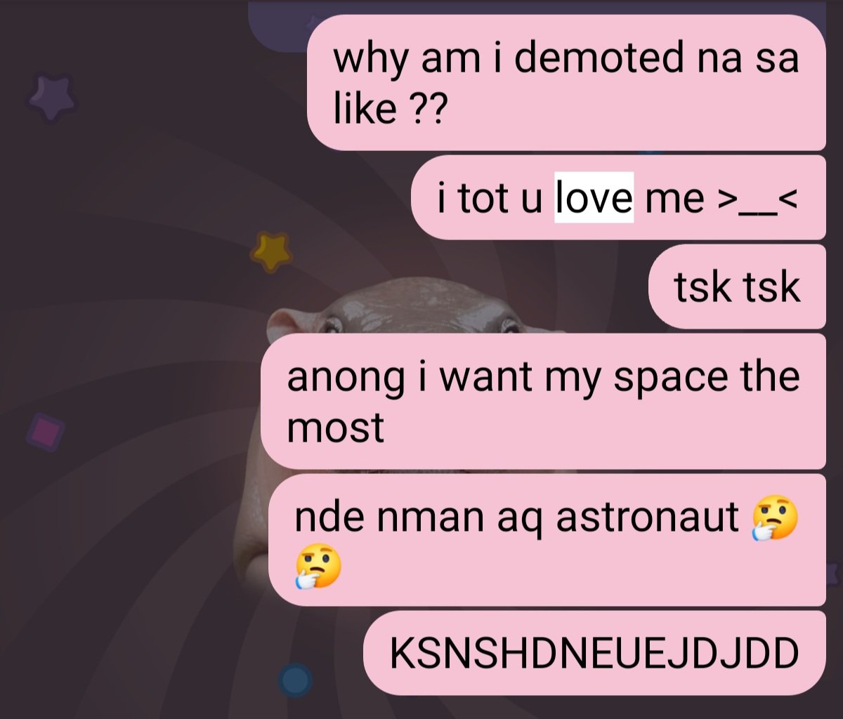 niteviolets's tweet photo. me: i need space 

also me: . . . UGH #neveragain https://t.co/fyNJxaqC81