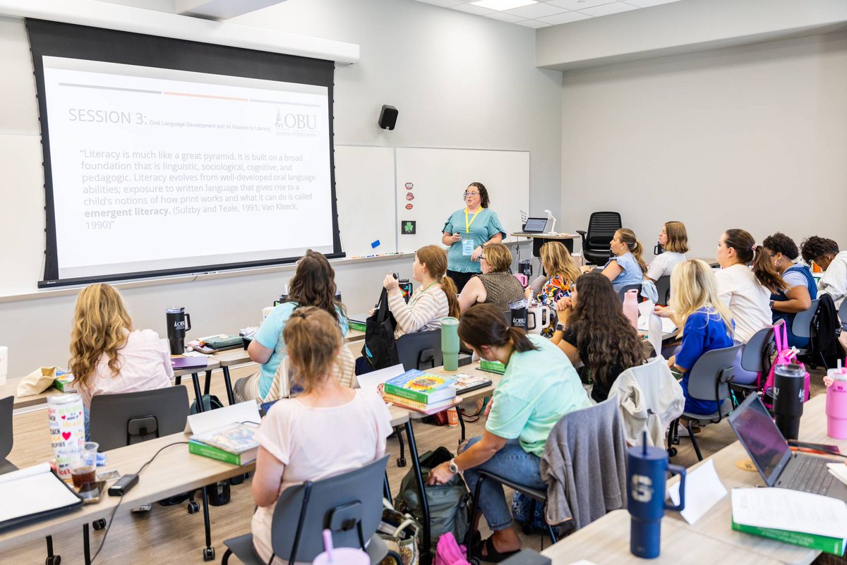 obunews's tweet photo. Every child deserves the opportunity to become a confident reader, and every teacher deserves the tools to help make that possible.

This summer, OBU was honored to serve as one of only seven universities selected to host Oklahoma's Early Literacy Teacher Academy. Educators from across the state gathered on Bison Hill for intensive training in evidence-based literacy instruction, equipping them to strengthen reading outcomes for students in kindergarten through third grade.

Learn more about how OBU is helping invest in Oklahoma's educators.

Read the full story below:
https://t.co/fLekTnByoG