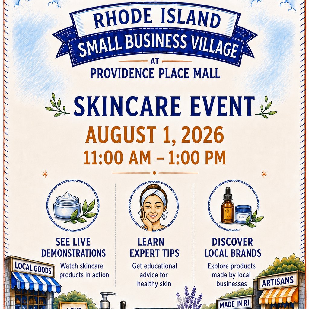 SkillsforRI's tweet photo. Glow local this Saturday! ✨

Join us for live #skincare demonstrations, skincare tips, and products from #RhodeIsland small businesses, including Soy Alkimia, kBAREe COSMETICs, and Sunu Body.

📅 Aug. 1 | 11 AM–1 PM
📍 Providence Place Mall

#ShopLocalRI #ProvidenceRI https://t.co/heU0MBnz2J