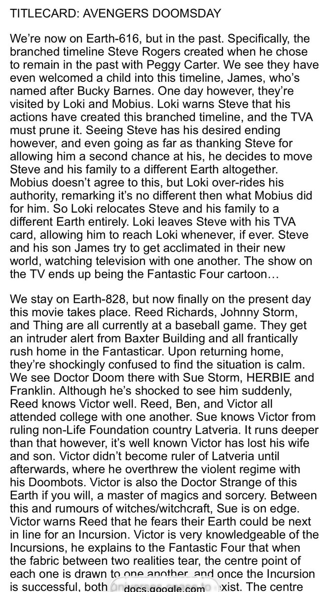 blondecashmoney's tweet photo. Avengers doomsday plot leak from the current cut ( Allegedly) https://t.co/GQUu7ub0ct