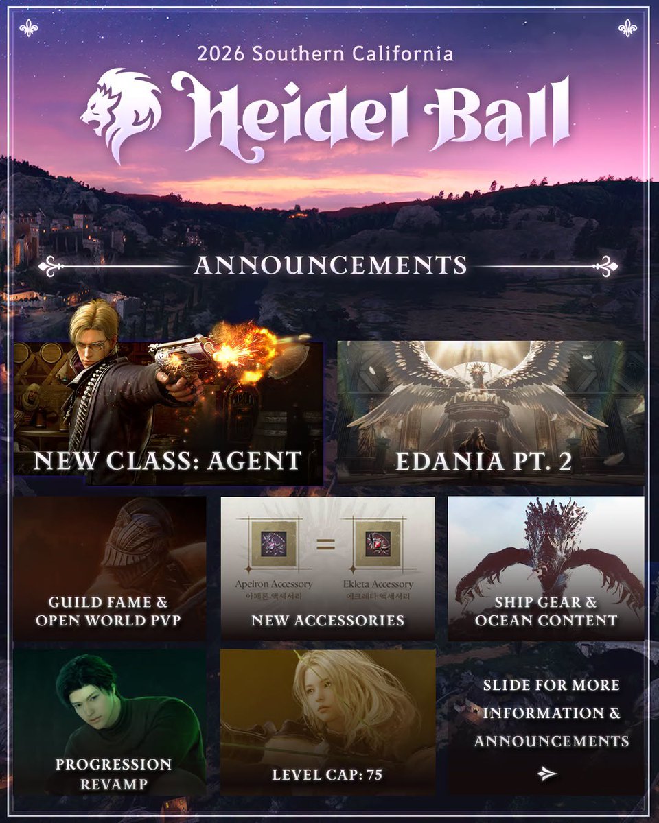 PlayBlackDesert's tweet photo. Missed the Heidel Ball 2026? ✨

Catch up on all the biggest announcements and discover everything revealed during the event!

👉 Check out the full recap: https://t.co/Jyd769T45v https://t.co/m5Ga1dfRTD